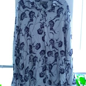 Mens ASOS 2XL grey with black floral/ rose pattern button down
